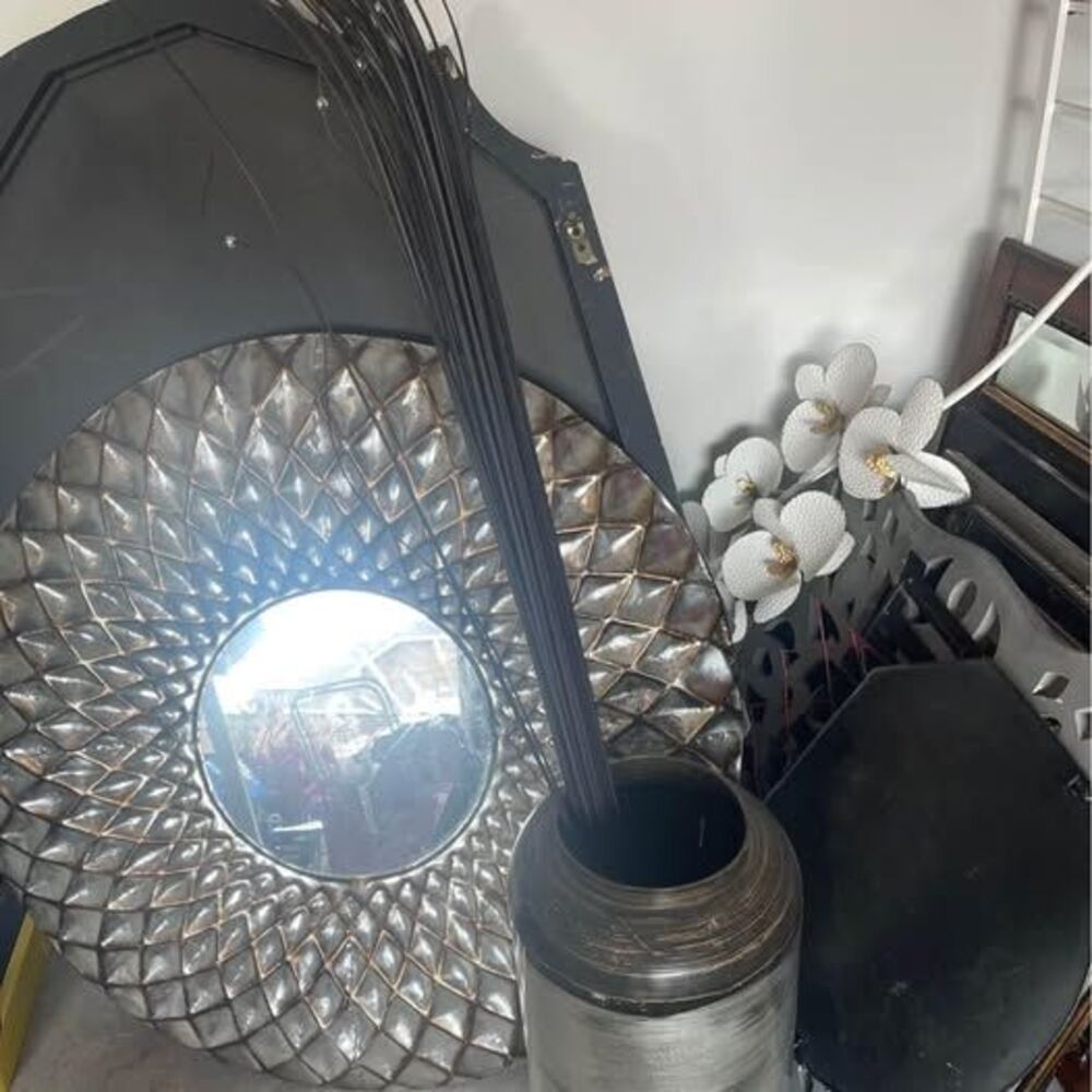 Large Gray Vase With Decor